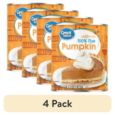  4 pack Great Value 100 Pure Canned Pumpkin, 29 oz, Can