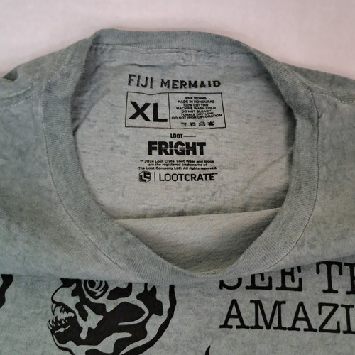 Loot Fright Fiji Mermaid Circus Freak Show Tagless T-shirt XL Light Green - Picture 3 of 4