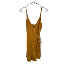 Reformation Women's Yellow Wrap Midi Dress Sleeveless V-Neck Summer Casual S