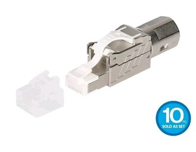 Monoprice Cat7 or Cat6A RJ-45 Field Connection Modular Plug | Shielded, 10 pack