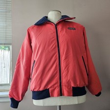 Vintage 1990s Mens Lands End Teal The Squall Fleece-Lined Jacket size L Red