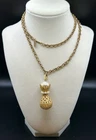 VINTAGE MIRIAM HASKELL NECKLACE PEARL DANGLE GOLD TONE 15 1/2 INCHES  - SIGNED