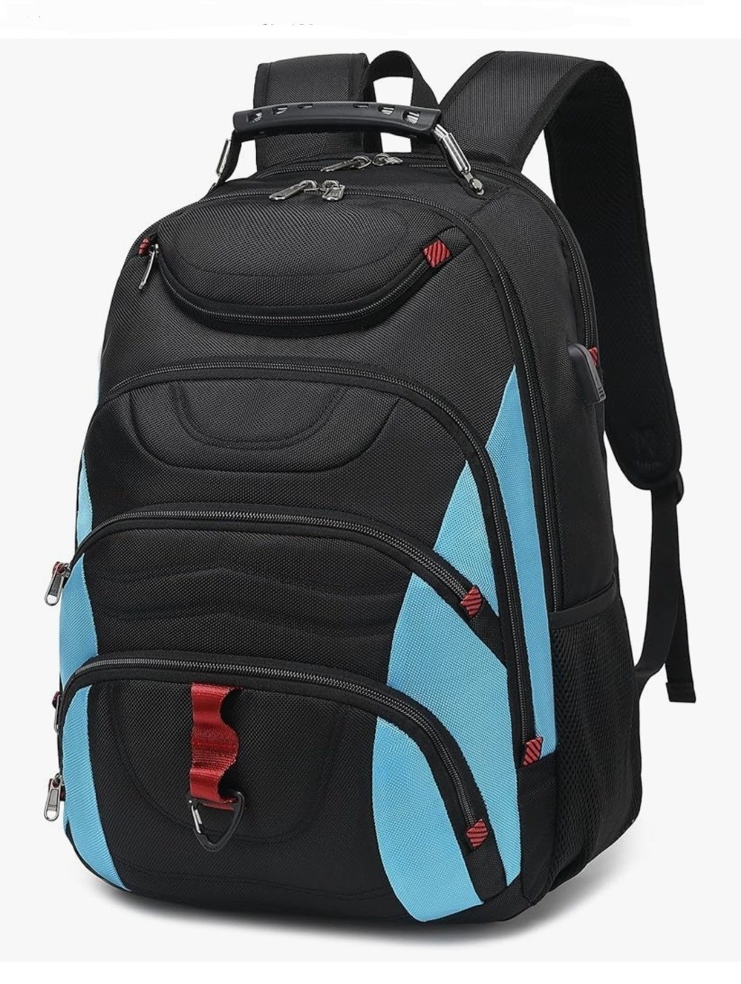 17.3" Laptop Backpack, USB Port Waterproof Travel Work Anti-Theft Bag, Black & B
