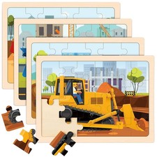 Construction Vehicle Wooden Puzzles for Kids 3-6, 24 PCS Educational Toys
