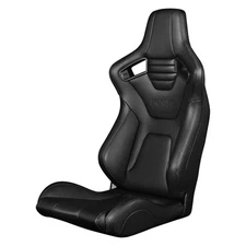 BRAUM -Black Leather Carbon Fiber ELITE-X Fixed Back Racing Seat w/ Black Stitch