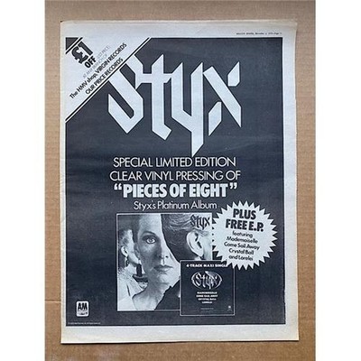 STYX PIECES OF EIGHT (C) POSTER SIZED original music press advert from 1978 - pr