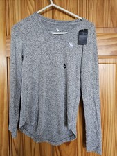 Abercrombie Kids Girls Long Sleeve Top Grey – Size 9 10 NEW WITH TAGS