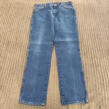 VTG Wrangler Jeans Mens 38x34 Fits 36x33 Blue Denim Western Work USA Made