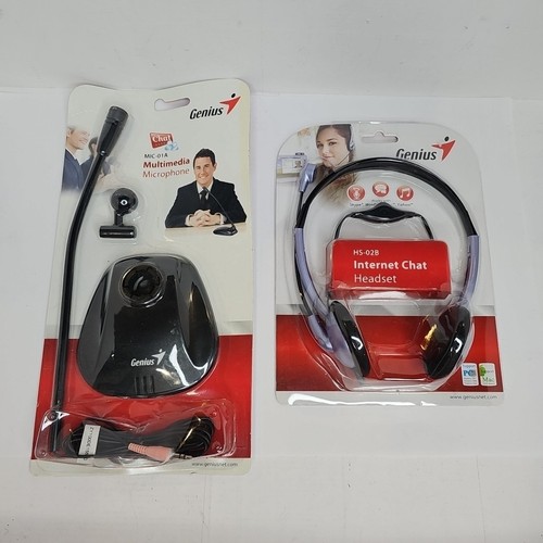 GENIUS MIC-01A MULTIMEDIA 3D MICROPHONE + HS-02B Internet Chat Headset NEW! - 第 1/3 張圖片