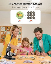 Button Maker Machine, 3 in, Pin Maker Machine with 500pcs Button Parts, Circle C