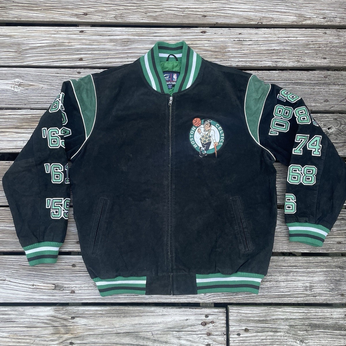 VTG Boston Celtics Leather G-III Sports NBA Finals Varsity Bomber