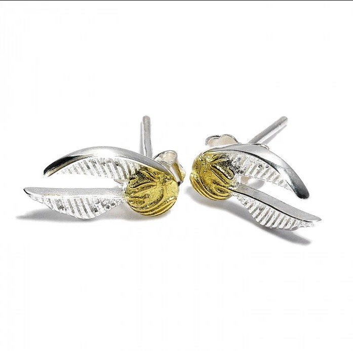 Harry Potter Sterling Silver Golden Snitch Stud Earrings, By The Carat Shop