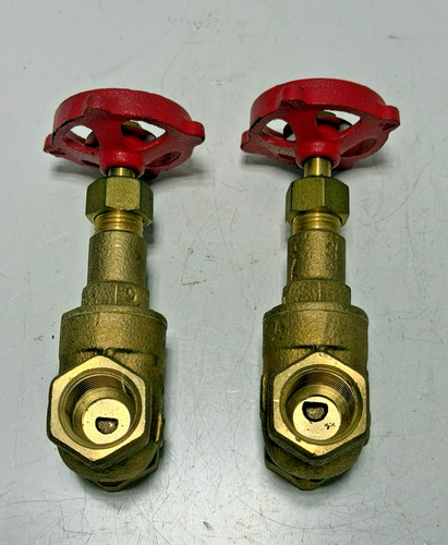 Lot of 2 Brass Gate Valves 1/2" FNPT 200 WOG Red Handwheel Threaded