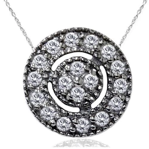 Collar y cadena de 18" de oro negro de 14 quilates colgante con halo pavé de diamantes de 1/4 quilate para mujer