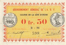 Ivory Coast 0.50 Franc 1917 AU/UNC