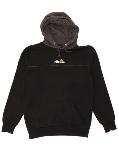 ELLESSE Mens Hoodie Jumper Small Black Cotton DC91