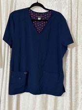 Koi Basics XL Becca Navy Stretch Scrub Top Women  s Nursing Medical