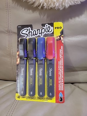 Sharpie PRO Fine Point Red, Black & Blue Permanent Markers - 4 Pack + SHIPS FREE