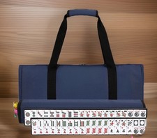 New American Mahjong Set 166 White Tiles 4 Acrylic Rack Pushers Travel Bag