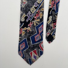 Vintage Swing Neck Tie Geometric Made In USA 100 Silk Fabric From Italy
