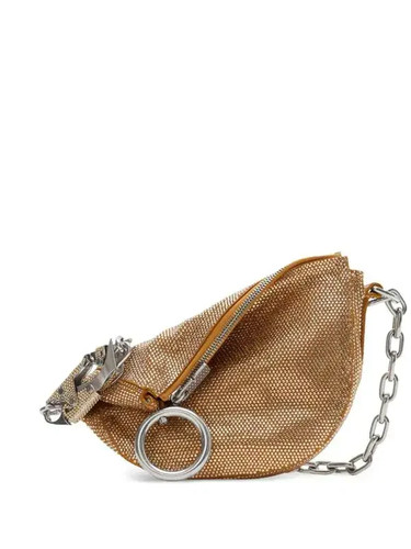 Authen. NEW BURBERRY Women Topaz Mustard KNIGHT Crystal Mini Shoulder Bag Clutch