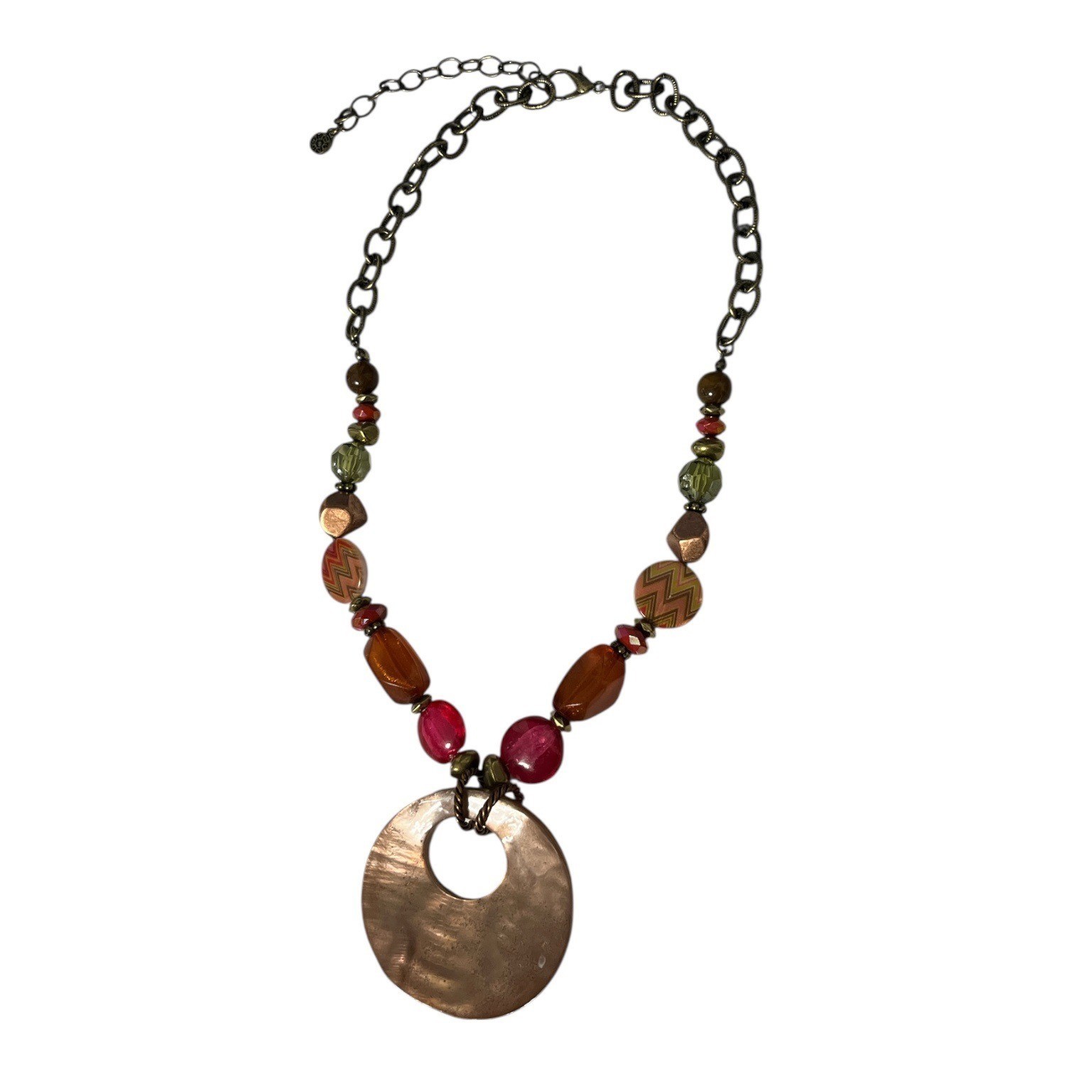 Ruby Rd Statement Pendant Necklace Chevron Disc B… - image 3