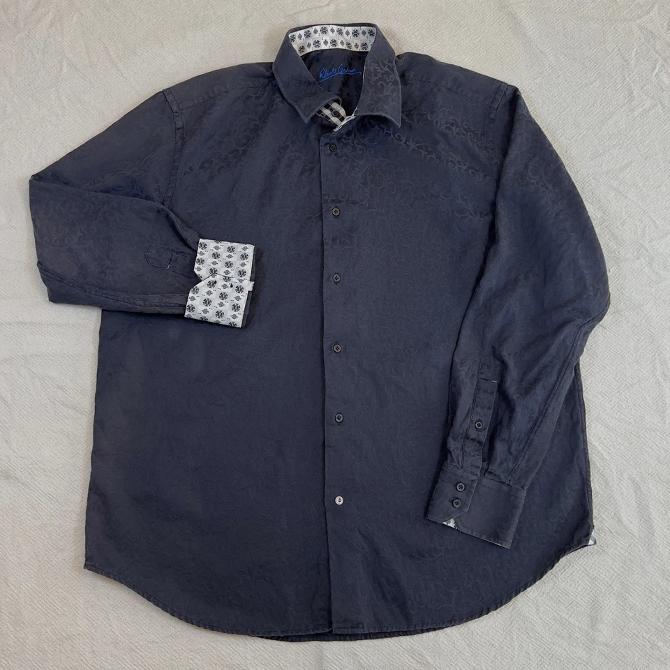 Camisa de manga larga Robert Graham para hombre negra fichas de póker puño abatible talla XL Foto 2 de 4