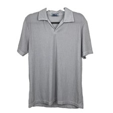 Vintage 90s YMLA Club Wear Polo Shirt Large Short Sleeve Gray Mesh Made in USA