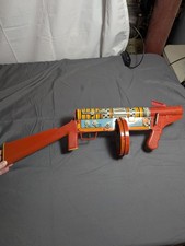 Vintage Louis Marx Co. FBI G-man Sparkling Machine Gun Wind-up Toy Red
