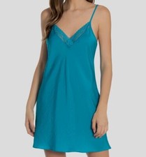 48 Linea Donatella Women's Blue Lace Trim Sleeveless Nightgown Chemise Size S