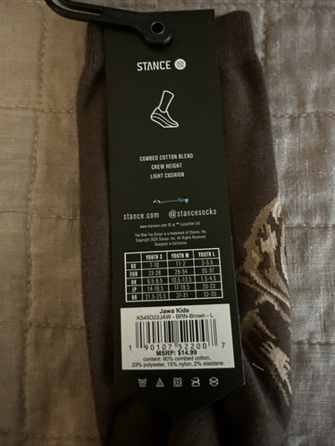 Stance Star Wars Socks Jawa Socks Kids Youth L 3-5.5 NWT $15 Mandalorian - Picture 6 of 6
