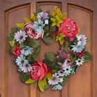 Artificial Spring Wreath for Front Door or Porch, Multicolor Flower