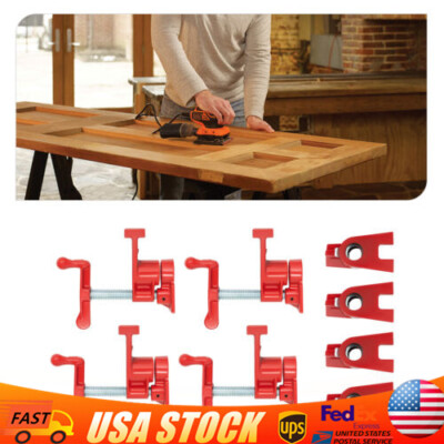 (4 Pack) 3/4'' Wood Gluing Pipe Clamp Set Heavy Duty PRO Woodworking Cast Iron