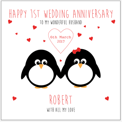 Personalised First Wedding Anniversary Card Husband Wife Mr & Mrs