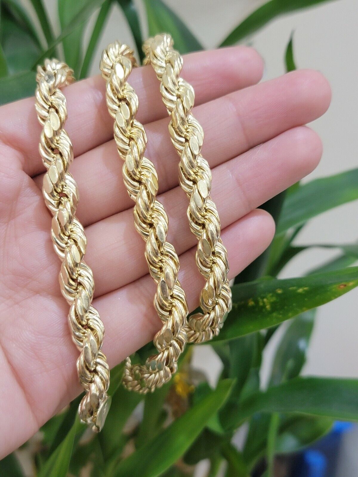 REAL Men 10K Yellow Gold Rope Chain Necklace 8mm 22 Diamond Cut