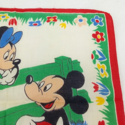 Vintage Handkerchief Hanky Walt Disney Mickey Minnie Mouse 8 x 8 