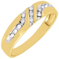Diamant Ehering 10K Gelbgold Rund Schnitt Herren JubiläUm Ring 0.12 Karat