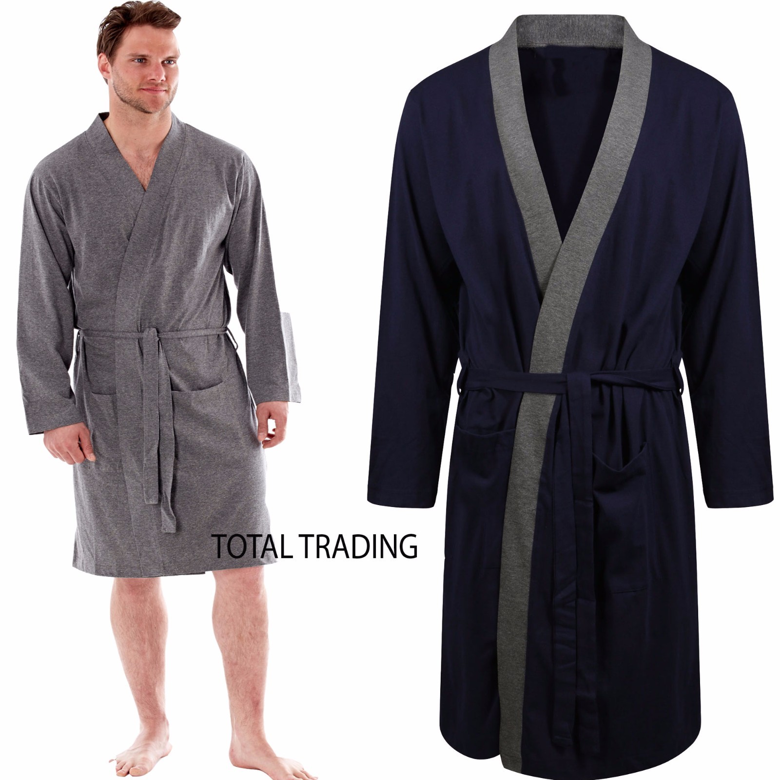 Mens Dressing Gown Gowns Robe Cotton rich kimono gents Summer