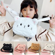 Children Small Messenger Bag Cartoon Cat Crossbody Bag Soft Plush Shoulder Bag