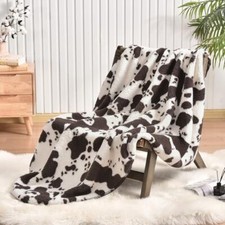 Cow Sherpa Fleece Throw Blanket for Couch, 480GSM Thick Throw 50"x60" Brown