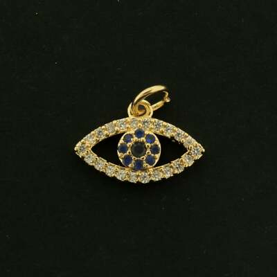 14k Evil Eye Charm - 14k Gold Plated with Rhinestones - GLD1066