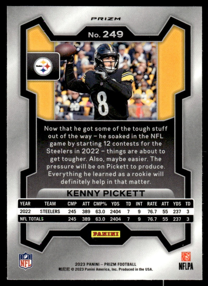 2023 Panini Prizm Orange Lazer Kenny Pickett Pittsburgh Steelers