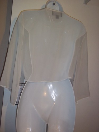 Alex Evenings transparente elfenbeinweiße offene Strickjacke Oberteil Jacke, Größe M ~ neu mit Etikett - Bild 3 von 8