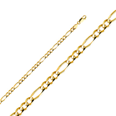 Figarokette 14 Karat massiv Gold 4,7 mm Diamantschliff, Karabinerverschluss