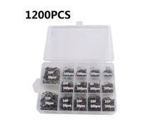 1200pcs Fish Hooks 14 Sizes Fishing Black Sharpened with Box Crappie Quality Kit