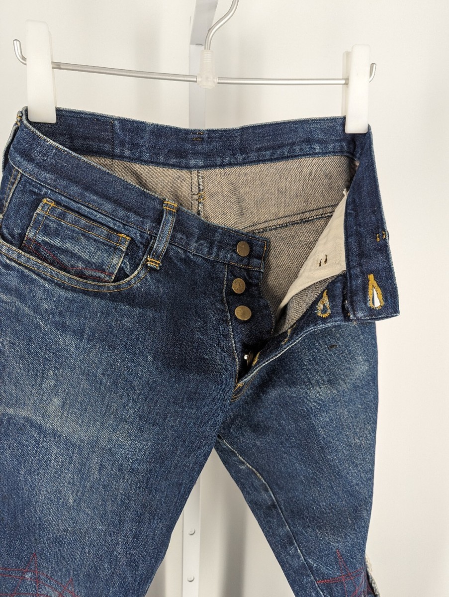 Christopher NEMETH Archive Curve Leg Embroidered Punk Rock Jeans M