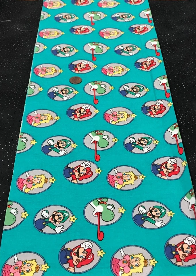 Super Mario & Friends*Badges*on Jade/Teal* Springs Creative*100% Cotton*8" X 22" - Image 2 of 4