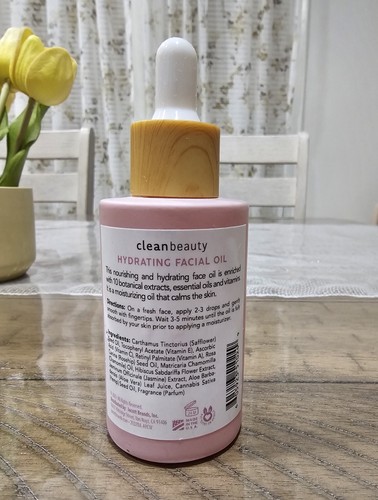 Clean Beauty FEUCHTIGKEITSSPENDENDES GESICHTSÖL Hagebuttenöl & Vitamin E 1,83 flüssige Unzen/54 ml - Bild 3 von 5