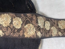 3 yards brown cream tan Victorian tapestry woven jacquard sewing trim 2.25” wide