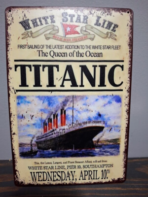 Titanic White Star Line  12 x 8 inch Metal Sign